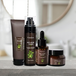 Ensemble de soins de la peau contre l'acné avec logo personnalisé, acide salicylique, hydratant, cosmétiques biologiques végétaliens, kit de soins de la peau pour peaux grasses - Product Image 1