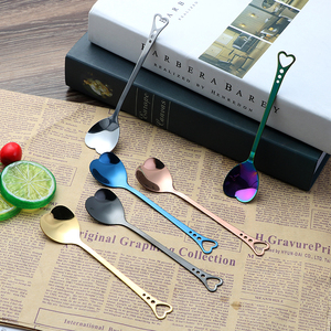 ช้อนโลหะหลากสีสำหรับโยเกิร์ต ของหวาน ชา กาแฟ ช้อนสแตนเลสรูปหัวใจสำหรับกาแฟ - Product Image 4