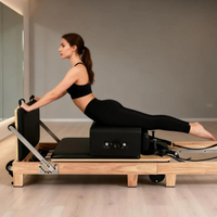Premium Eichenholz Pilates Reformer Faltbare Pilates-Maschine mit Verstellbarem Griff für Studio und Heimfitness - Tragbares Gesundheitsgerät