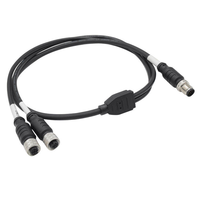 Connecteur de câble de type Y M12, prise mâle 8 broches vers deux connecteurs de câble femelles 5 broches A-Code, adaptateur répartiteur M12 surmoulé