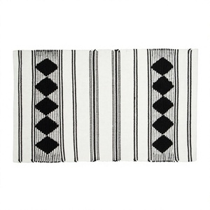 Geometric Pattern Cotton Area Rug Rectangle Bohemian Style Flat <b>Weave</b> Washable Living Room Floor Mat - Product Image 1