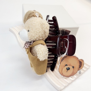 High Quality <strong>Cute</strong> Cartoon Bear Hair Clips Fabric &amp; Acrylic Material Customizable Sizes Unisex Hair Accessories <strong>Gift</strong> for Holidays - Product Image 1