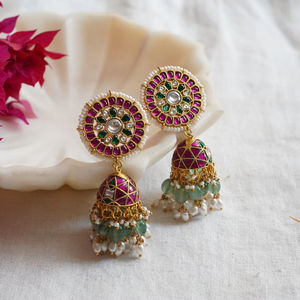 Boucles d'oreilles pendantes Kundan Jhumki Polki Kundan, boucles d'oreilles Charm Chandabali, fabrication artisanale, produit en vrac, personnalisable - Product Image 1