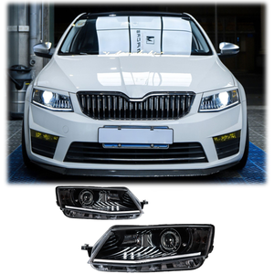 Nouveaux phares LED YX 12V pour <span class=keywords><strong>Skoda</strong></span> <span class=keywords><strong>Octavia</strong></span> 2015-2017, ensemble de phares de projecteur avec feux de jour DRL à sourcil blanc et clignotants séquentiels - Product Image 1