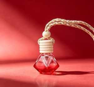 Hanging Glass Car <b>Diffuser</b> Bottle Natural Wooden Cap Beaded Rope Empty Essential Oil Vial For Auto <b>Air</b> <b>Freshener</b> - Product Image 3