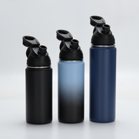 Bouteille d'Eau Magnétique Personnalisable de 710 ml avec Paille Rabattable en Acier Inoxydable à Double Paroi Isotherme, Compatible Support Téléphone