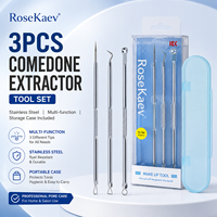 Kit d'aiguilles anti-acné en acier inoxydable, 3 types, extracteur de points noirs, outils de suppression des boutons avec boîte de rangement pour soins du visage