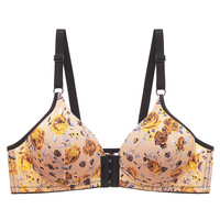 Soutien-Gorge Tendance Femme à Imprimé Floral avec Fermeture Avant, Push-Up et sans Armature, Couleur Unie Simple, Tailles 36-50 pour Grande Taille