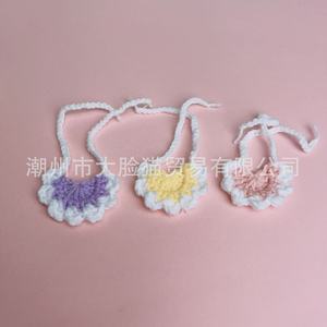 Handmade <b>Doll</b> Bib <b>Accessories</b> Solid Color Crochet Pet Puppy Drooling Bibs For Toys Decorations - Product Image 3
