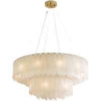 Lustre en marbre moderne et minimaliste Lampe suspendue de luxe en cuivre et albâtre pour salon et salle à manger