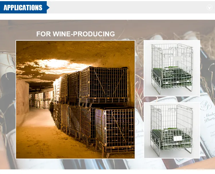 Bordeaux 600 Bottles Medium Duty Galvanized Foldable Wire Mesh Container for Wine   Cargo Storage   Storage Equipment