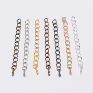 Chaîne d'extension de collier 5-7mm en fer plaqué cuivre en forme de goutte pour la fabrication de colliers, finitions argent, or, bronze antique, rhodium, bronze canon. - Product Image 4