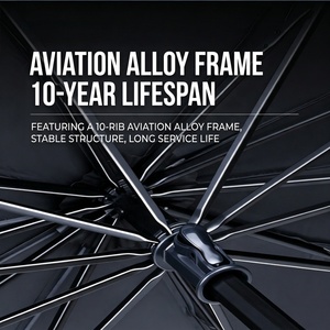 Parapluie de voiture pliable manuel de qualité supérieure personnalisé |   Protection UV, résistant à la chaleur et bloquant la lumière |   Pare-soleil <span class=keywords><strong>pour</strong></span> pare-brise avant - Product Image 3