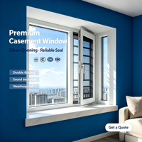 Ventana Abatible de Aluminio Resistente al Agua y al Viento, Insonorizada, de Alta Eficiencia, con Doble Acristalamiento Aislante, Diseño Moderno