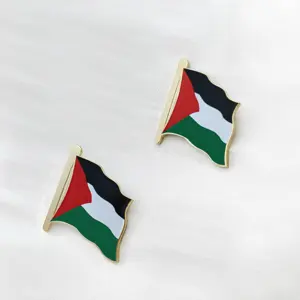 Alfileres de solapa esmaltados con insignia de bandera palestina de alta calidad de artesanía de Metal de fábrica personalizada