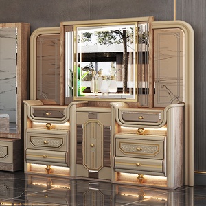 Ensemble de mobilier de chambre complet de luxe royal turc en or, lit king size, cadre en bois moderne pour villa, ensemble complet de luxe 8875 - Product Image 1