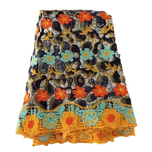 Tissu africain de luxe <span class=keywords><strong>en</strong></span> <span class=keywords><strong>pagne</strong></span> wax hollandais avec broderie 3D et appliques <span class=keywords><strong>en</strong></span> dentelle, 3 yards, assorti à un <span class=keywords><strong>pagne</strong></span> wax princesse 100% coton - Product Image 4