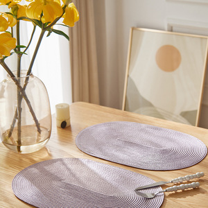 Manteles individuales ovalados de PP, color morado sólido, aislantes del calor, para decoración de comedor. - Product Image 1