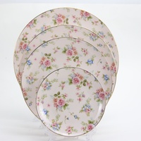 Vente en gros d'assiettes à dîner en céramique et en porcelaine certifiées écologiques, personnalisées, à motif floral printanier, style rétro, 8, 10, 12 pouces