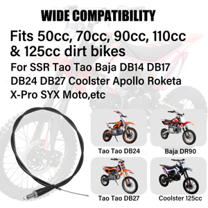 Câble de commande d'accélérateur à tête droite haute durabilité 51,18 po pour VTT 50cc-125cc, <span class=keywords><strong>moto</strong></span> tout-terrain, motocross - Product Image 4
