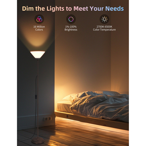 Aigostar moderna lampada da terra 175 cm E27 Base telecomando e per Bluetooth LED lampadina RGB & 2700K-6500K per soggiorno - Product Image 5