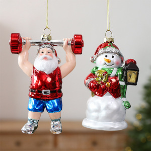 Ornamen Pohon Natal Plastik Cetak Tiup Grosir, Bentuk Santa Claus, Manusia Salju & Truk, Liontin Gantung - Product Image 4