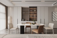 Buffet de salle à manger moderne et minimaliste, meuble de rangement intégré sur mesure avec présentoir à vin