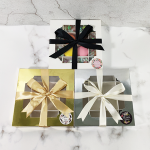 Kẹo Giấy Vàng Và Bạc 18*18*5 Cm Kẹo Ngọt Bánh Quy Sô Cô La Nuts Hộp Cửa Sổ Đóng Gói Quà Tặng Với 16 Lưới Chia Giấy Chèn - Product Image 2