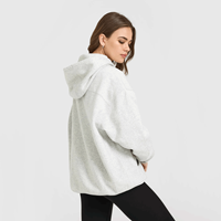 Hoodie Wanita Oversize Custom, 100% Katun Rajut Berkualitas Tinggi, Sweatshirt Polos Berkerudung untuk Wanita, Pakaian Kasual