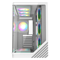 Caja de PC de Vidrio Curvo 2024 en Oferta, Carcasa para Computadora de Juegos Compatible con Placa Base ATX, GPU 3060, Caja de PC Blanca RGB con Ventilador de Refrigeración