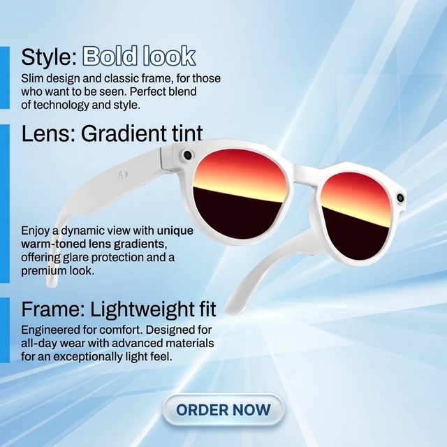 AI Object Recognition Multifunctional Smart Glasses Photo/Video Recording Real-Time Translation Voice Call for Outdoor Adventure