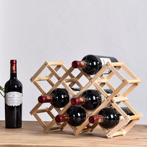 Estante de madera para almacenamiento de vino, estante de exhibición para encimera apilable de madera, soporte plegable para botellas de vino y Mesa - Product Image 4