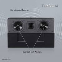 Speaker Kanal Tengah High Fidelity Dual 5.25 Inch Woofer Horn Tweeter Sistem Audio Home Theater Cinema Produsen Grosir