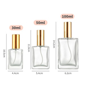 Bouteille de parfum en verre de luxe nouveau Design bouteille d'échantillon transparente haut de gamme 100ml bouteille vide rectangulaire avec couvercle <span class=keywords><strong>XF</strong></span>-6 - Product Image 2