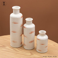 Grand vase de sol moderne et créatif pour la décoration de la maison, ensemble de 3 vases en céramique blanche pour le salon, pot de fleurs de style farmhouse