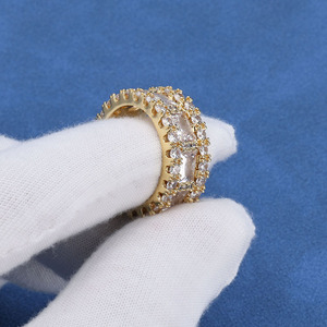 Bague personnalisée en argent 925 plaqué or 18 carats avec moissanite GRA VVS taille baguette et coupes mélangées, style Hip Hop Iced Out Bling, pour la vente en gros, fournisseur B2B - Product Image 2