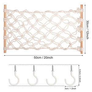 Bohemian đơn giản Bắc Âu gió treo dưới bàn trái cây và rau móc gỗ thân thiện với môi có thể gập lại lưu trữ giỏ - Product Image 6