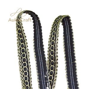 Pita renda jalinan berkualitas tinggi, lebar 1,4 cm, aksesoris jahit murah pabrik, desainer DIY, pita emas yang indah - Product Image 6