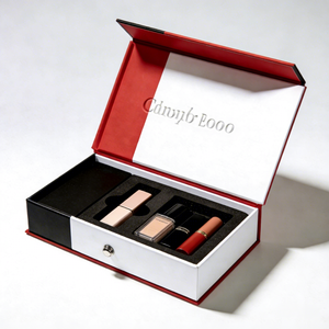 Boîte magnétique personnalisée de luxe avec logo imprimé <span class=keywords><strong>sur</strong></span> mesure, couleur blanc <span class=keywords><strong>et</strong></span> <span class=keywords><strong>rouge</strong></span>, emballage cosmétique en carton rigide avec insert - Product Image 1
