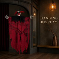 SIPKLR 35.4'' Dekorasi Badut Gantung Halloween yang Menyeramkan, Prop Tengkorak Seram untuk Dekorasi Pesta Rumah Hantu Taman Luar Ruangan