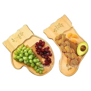 Bandeja navideña de madera con forma de guante y calcetín, tabla de quesos de madera maciza para fiestas en casa, bandejas decorativas para servir. - Product Image 5