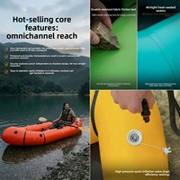 Bateau pneumatique de kayak et de rafting léger pour 2 personnes, design à parois en maille épaissie, matériau PVC, taille 245x300cm