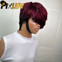 # Penjual Wig Pixie Cut Pendek 1B/99j, Wig Tanpa Lem, Wig Rambut Manusia 100%, Rambut Mentah Virtnament, Wig Rambut Manusia Keriting untuk Wanita Kulit Hitam