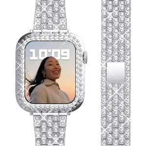 Apple Watch Diamond Mesh Band 18mm 20mm 22mm Silver Gold Rose Gold Metal Strap <b>Snap</b> <b>Fastener</b> Universal Smart Watch Bands - Product Image 1