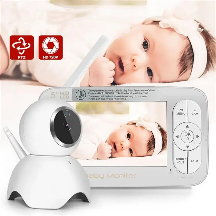 900ft Long Range Pan Tilt 5 inch LCD Screen Temperature Sensor IR Night Vision Crying Alarm Video Baby Phone with Camera