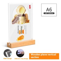 Présentoir de table vertical en acrylique Yinliang A5 avec base en hêtre pour hôtels et restaurants
