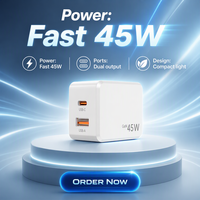 NIUBAILE Cargador de Pared Portátil Plegable Ecológico de 45W Mini GaN PD3.1/FCP con Carga Rápida USB-A/USB-C Modelo AC-A045-A