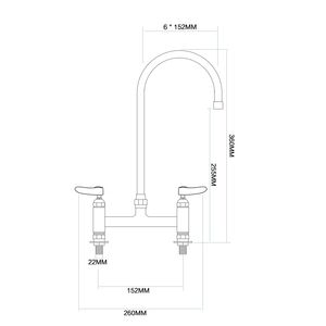 Robinet mélangeur double trou à col de cygne pour lavabo commercial - Product Image 2