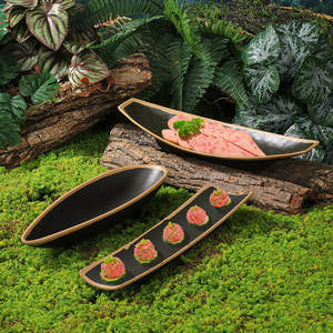 Vajilla estilo montaña para hot pot, plato en forma de barco de brotes de bambú, vajilla creativa, plato para bolas de camarón, bolsa de la suerte con huevas de pescado. - Product Image 3