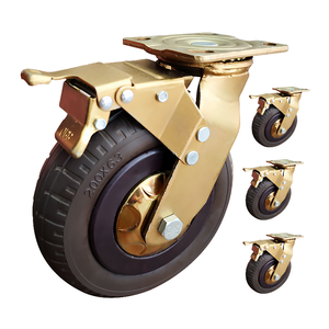 Roue pivotante à frein à blocage total en mousse de polyuréthane robuste avec double roulement aérospatial de 6, 8 et 10 pouces - Product Image 1